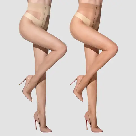 WiliW 2 Pairs Glitter Sheer Tights for Women, Sexy Shimmer Tights Shiny Elastic High Waist Pantyhose Nude Stockings