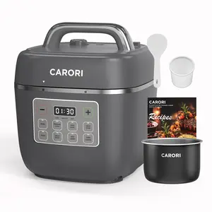 CARORI 3Qt Electric Pressure Cooker, Compact Multi-Cooker with 7 Preset Functions, Non-Stick Inner Pot, Gray
