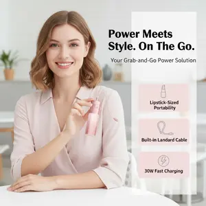 PISEN Power Glam Volt 5000mAh 30W Fast Charging Power Bank 30W Fast Charging Power Bank,Travel Essential Battery Pack,Wires for iPhone17/ 16/15, Samsung Galaxy S23/22, Pixel etc