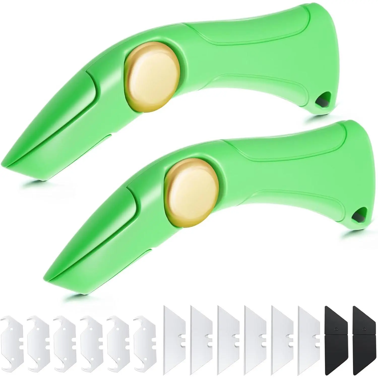 2 Pcs Roofing Knife with Hook and Blade Carpet Knife Heavy Duty Roofing Knives Repair Tools Utility Vinyl Carpet Shingle Cutter (Green) Cutting Handle