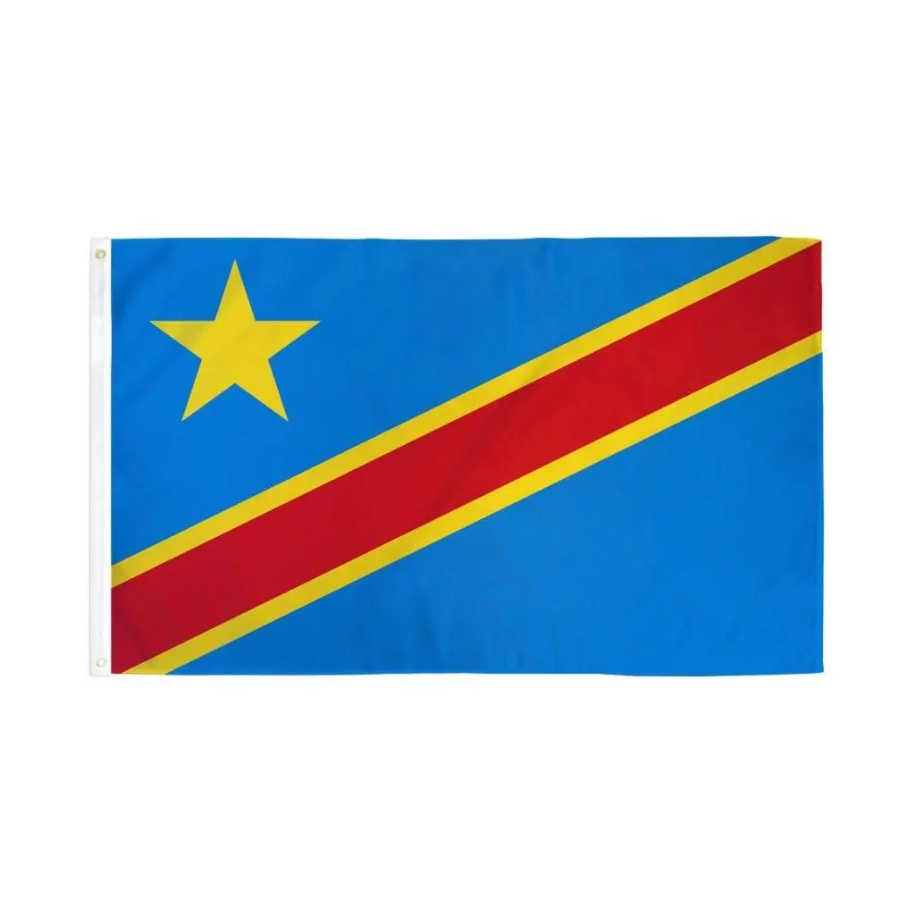 3x5ft Polyester Dye-Sublimation Print Democratic Republic of the Congo Flag, Outdoor Party Decoration Backdrop, Home Festive Supplies