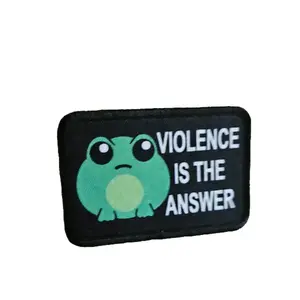 cute frog patch 2x3 inches with hook and loop backing