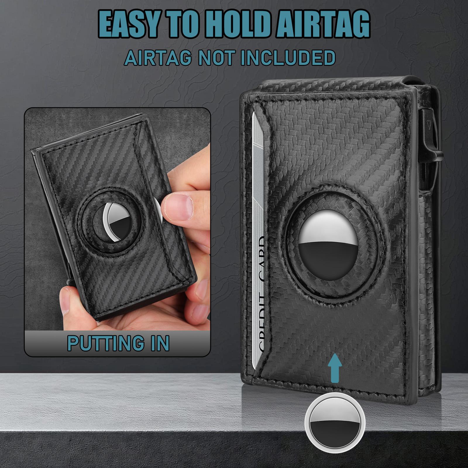 Men's Minimalist Bifold Wallet with Airtag Slot & RFID Blocking | Pop-up Card Holder | 9-13 Cards | ID Window ,Daily Use,Gifts for Men