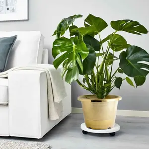 Gold Shiny Finished Rim Large Barrel Planter Pot, Indoor/Outdoor Decorative Flower Pot 14"