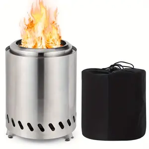 Outdoor Smokeless Firepit Portable,Tabletop Fire Pit Round, Stainless Steel Table Top Firepit  With Heat pad And Marshmallow Roasting Sticks, 7 X 5.8"