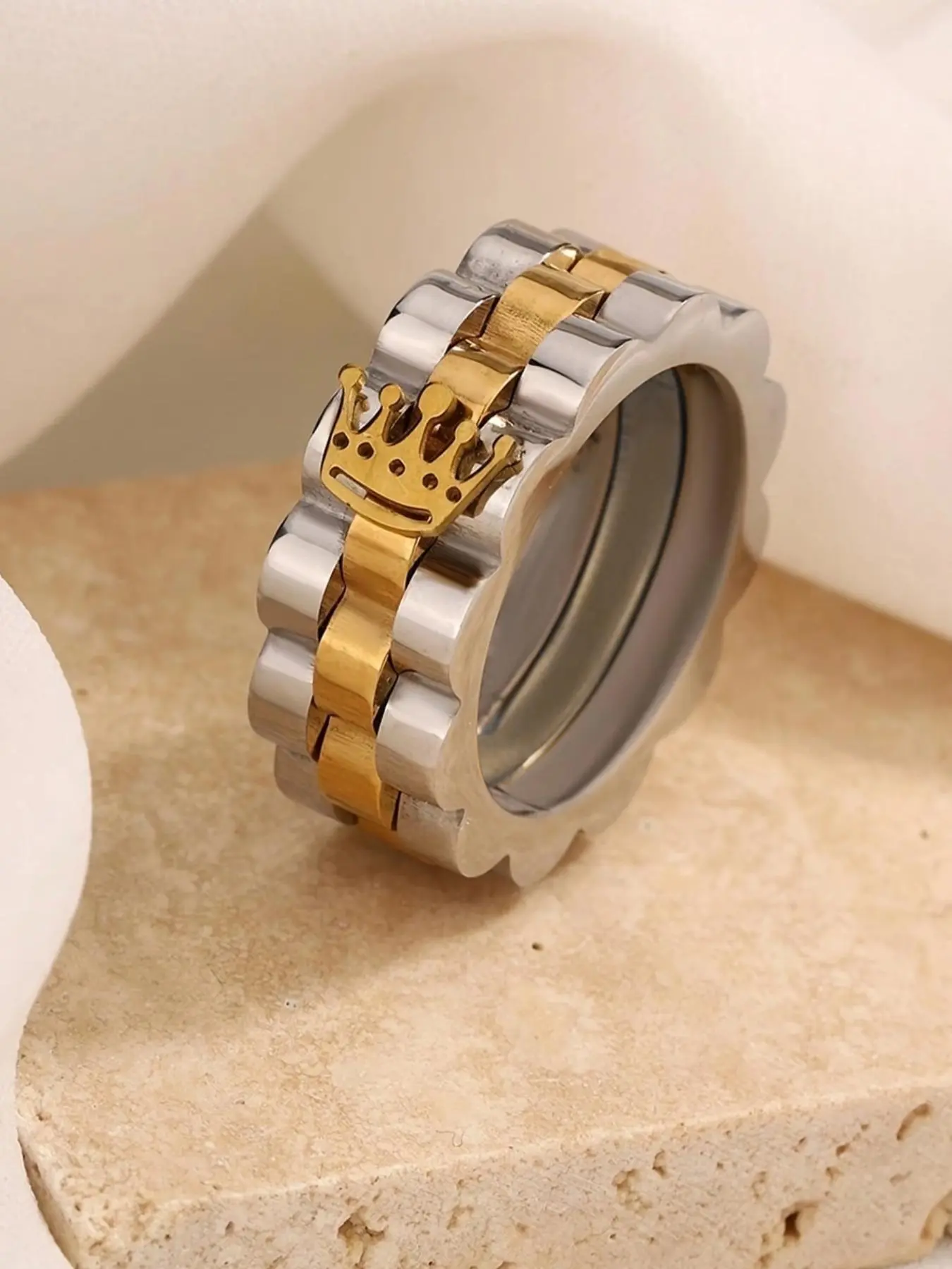 Crown Design Stainless Steel Ring, Fashion Rings, Fashion Jewelry for Party, Daily Clothing Decor, Trendy All-match & Exquisite Jewelry for Birthday Gift, Statement Ring, Metal Ring