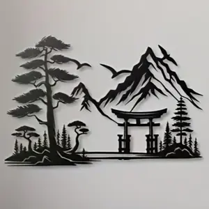 A metal mural depicting the scenery of Mt. Torii in Japan - Zen decoration/hanging decorations for home and office, home decor, wall decoration, Room wall art, Vintage wall art, also a gift for any purpose