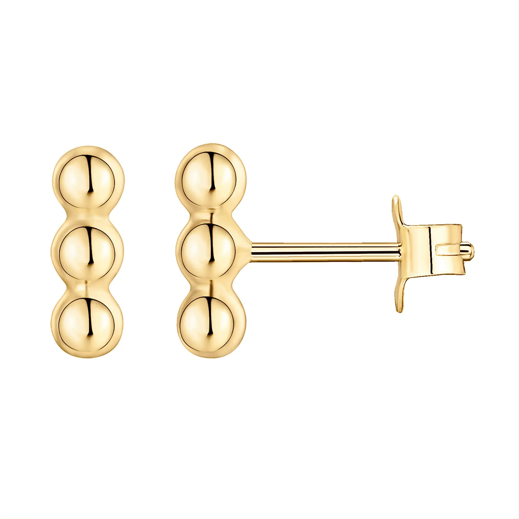PAVOI 14K Gold Plated 925 Sterling Silver CZ Simulated Diamond Earrings - Dainty Geometric Shape Mini Bar Stud Earrings for Women