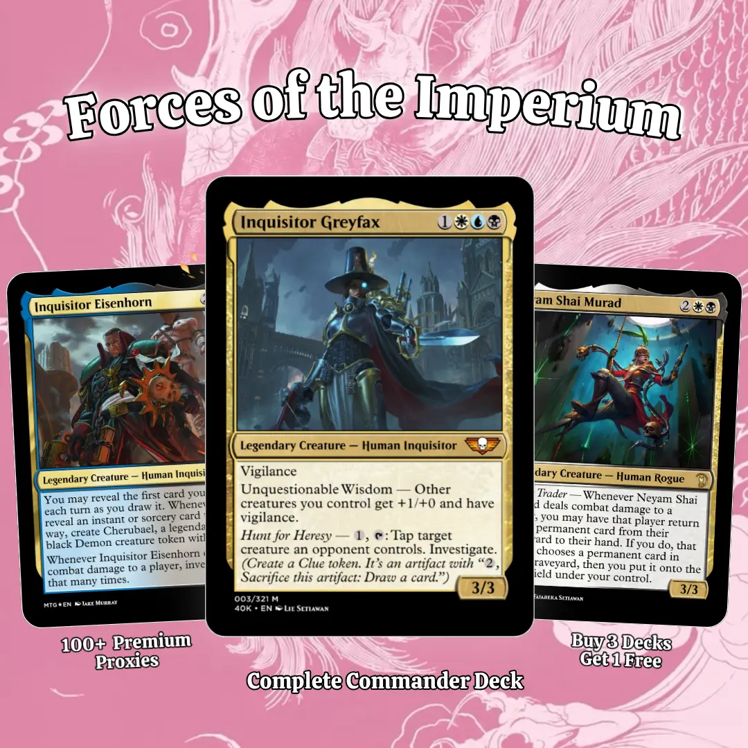 Proxy 100+ Card Commander Deck Inquisitor Greyfax Exclusive Soldiers Stax Control High Quality Ready to Play Magic Style Deck Perfect Gift for Collectors and Card Players