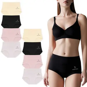 Women's High Waist Cotton Underwear in Muti-packs: 4pcs, 8pcs;- Full Coverage Ladies Panties, Elegant, Stretchy Fit, Breathable, Machine Washable - Womenswear Cotton Briefs