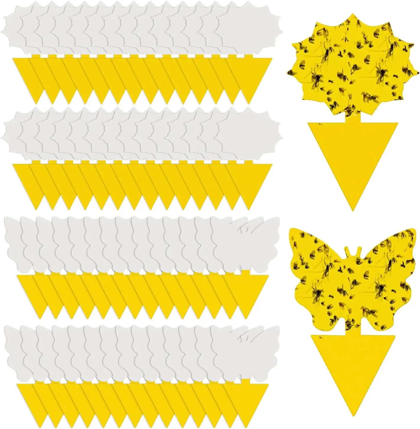 58 Pack Yellow Sticky Gnat Traps for Plants - Fungus Gnat Killer, Fruit Fly Traps for Indoors, Gnat Sticky Traps for Plants, Family Friendly Design, Sunflower + Butterfly Shapes