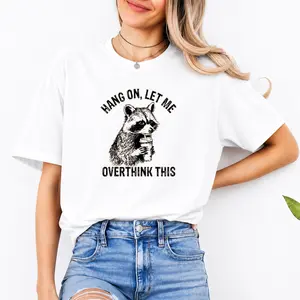 Funny Raccoon Overthinker Shirt, Sarc.astic Humor Graphic Tee, Quirky Animal Gift, Made in USA, 100% Cotton