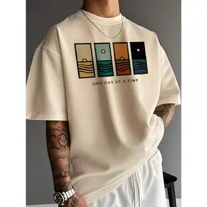 Men's Simple Graphic Print Short Sleeve T-Shirt, Comfortable & Breathable, Fashionable For Summer Wear