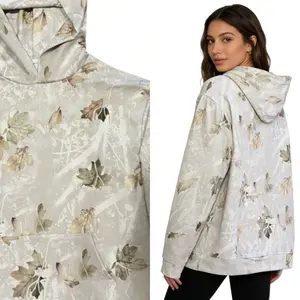 Women's Hooded Sweatshirt, New High-quality Unisex Loose Camouflage Jungle Maple Leaf And Branch Printed Hoodie Pullover Loose Long Sleeves for Winter Warmth Casual Street Clothing Suitable for Layering In Autumn And Winter