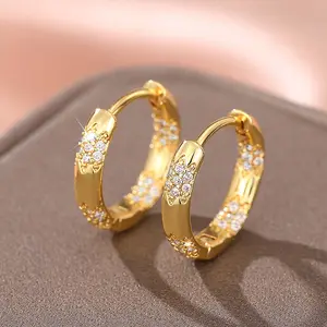 Hollow Floral Zircon Huggie Earrings – Unisex Hypoallergenic Party Jewelry Gift