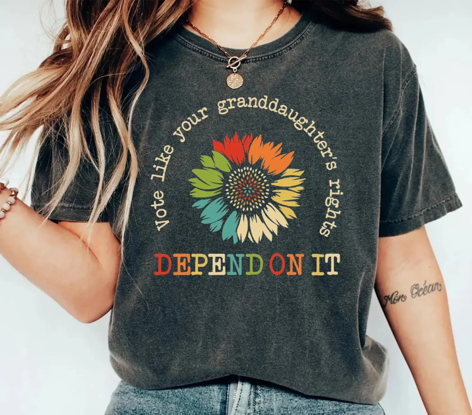 Vote Like Your Granddaughter's Rights Depend On It Shirt, Floral Vote Shirt, Gift For Women, Reproductive Rights, Unisex Shirt, Casual Clothing