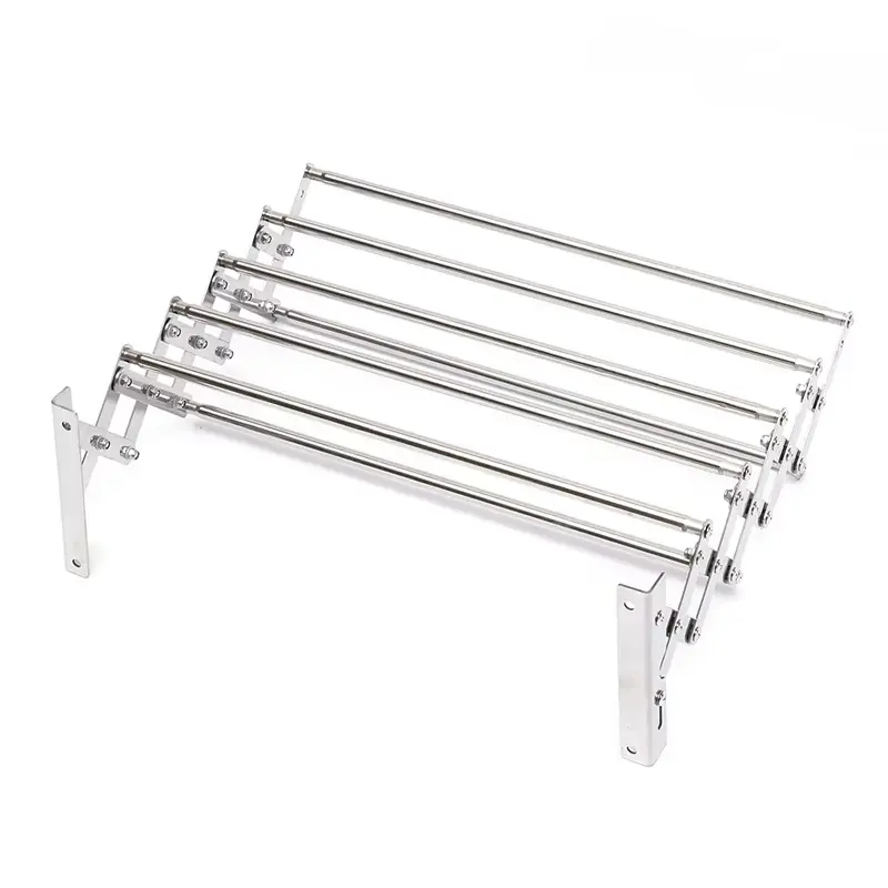 Stainless Steel Wall Mounted Laundry Drying Rack Length Adjustable 42~80cm, Foldable Towel Holder Bathroom Easy To Install