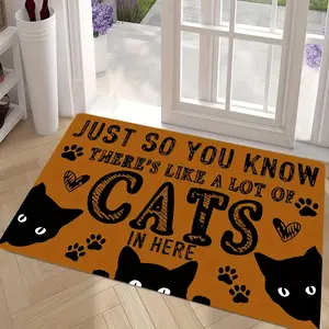 Cat Pattern Welcome Door Mat, Non-slip Soft Floor Mat, Decorative Carpet for Home Living Room Bedroom Kitchen, Home Decor, Household Decorative Rug