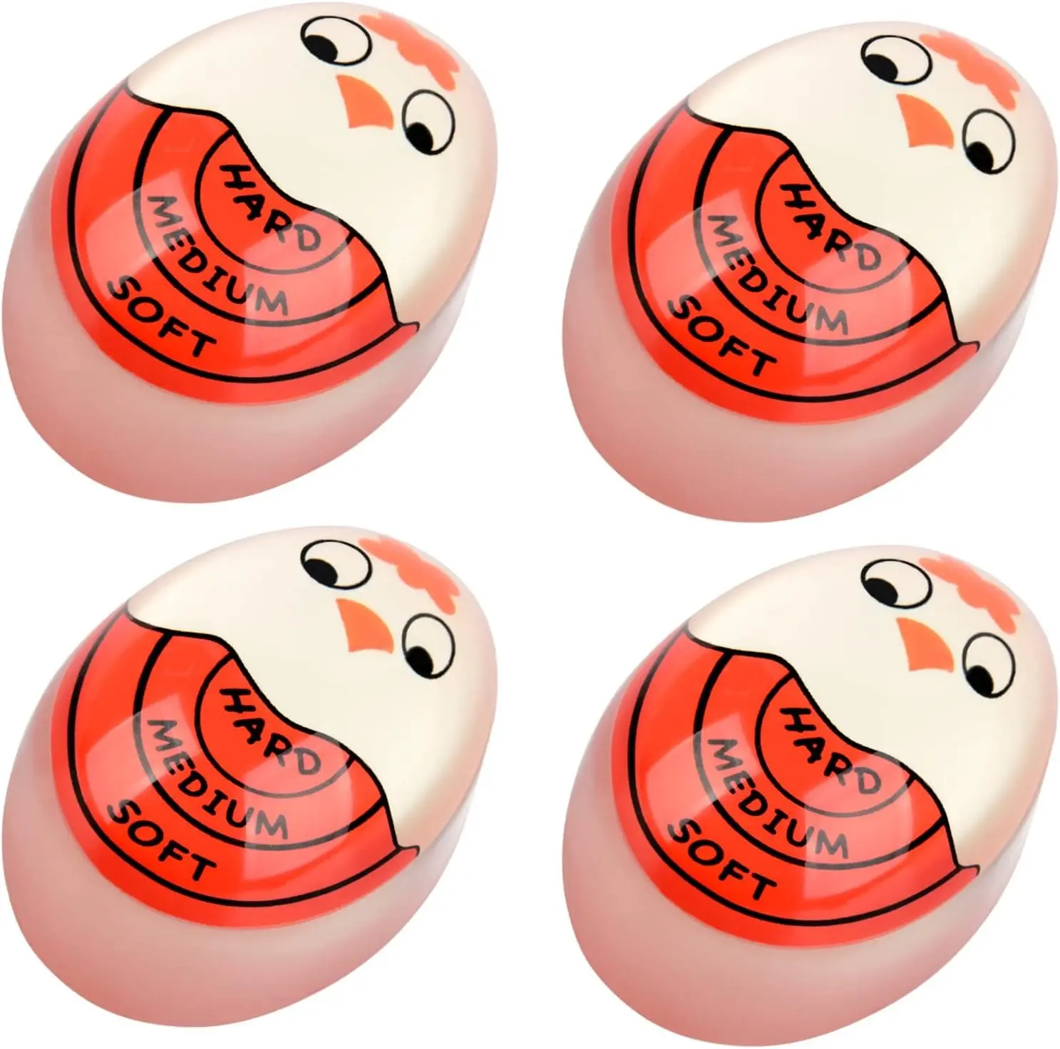 Egg Timer Sensitive Hard & Soft Boiled Color Changing Indicator Tells When Eggs are Ready (Red 4pack)