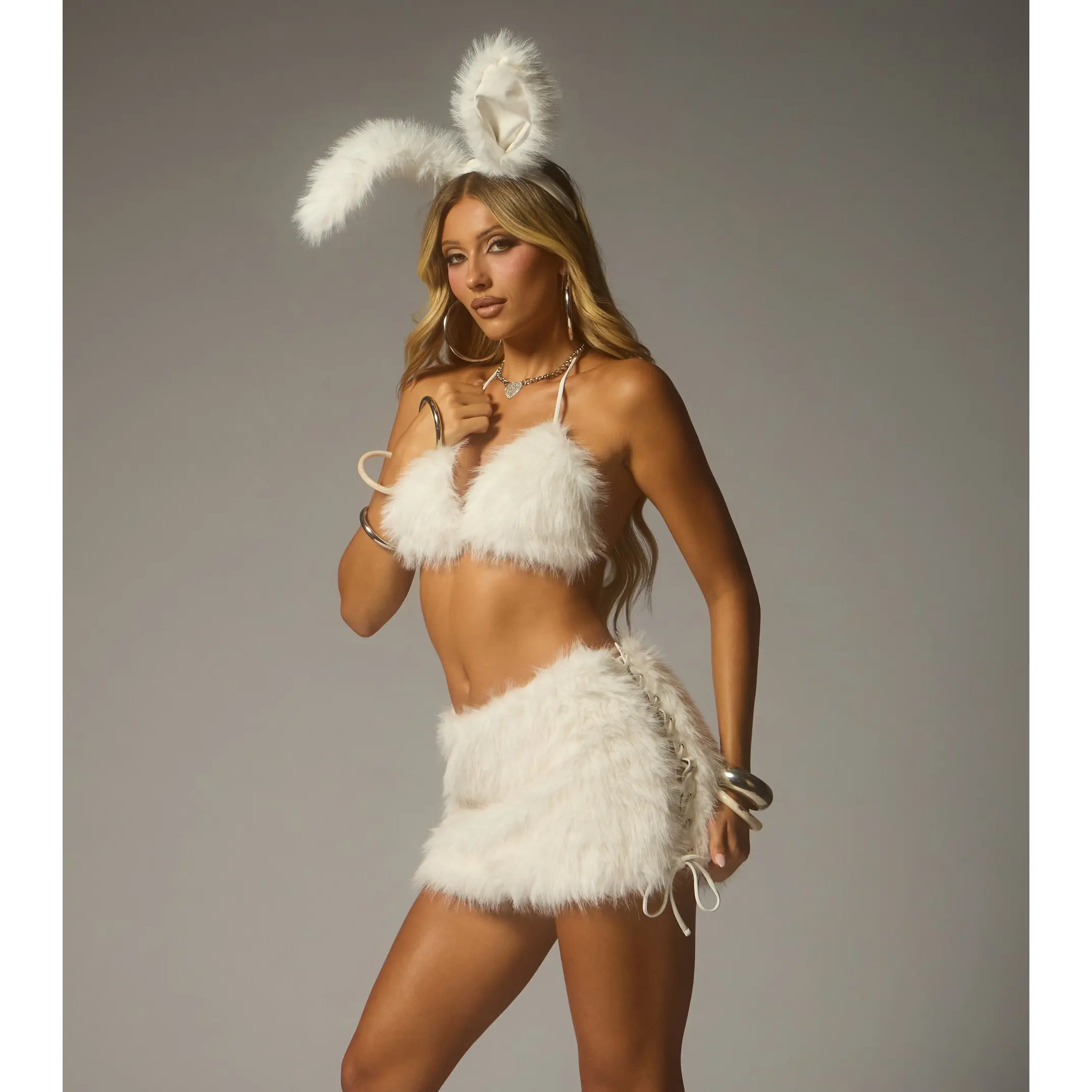 Cozy Cutie Snow Bunny Faux Fur Mini Skirt