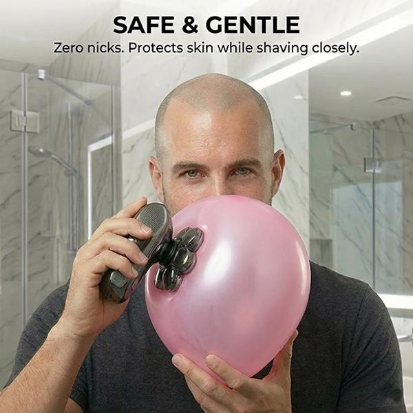 FLITOK Electric Head & Face Shaver for Bald Men 6-in-1 Waterproof IPX7 7D Magnetic Razor Type-C Fast Charge LCD Screen Nose Trimmer & Face Brush Kit Travel Ready