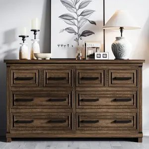 Farmhouse 8 Drawer Dresser for Bedroom, Rustic Wood Chest of Drawers