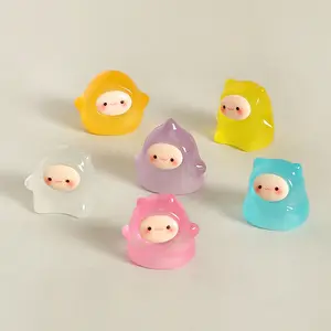 Cute handmade decorative mini elf and ghost glow-in-the-dark figurines, desktop and car ornaments, resin crafts