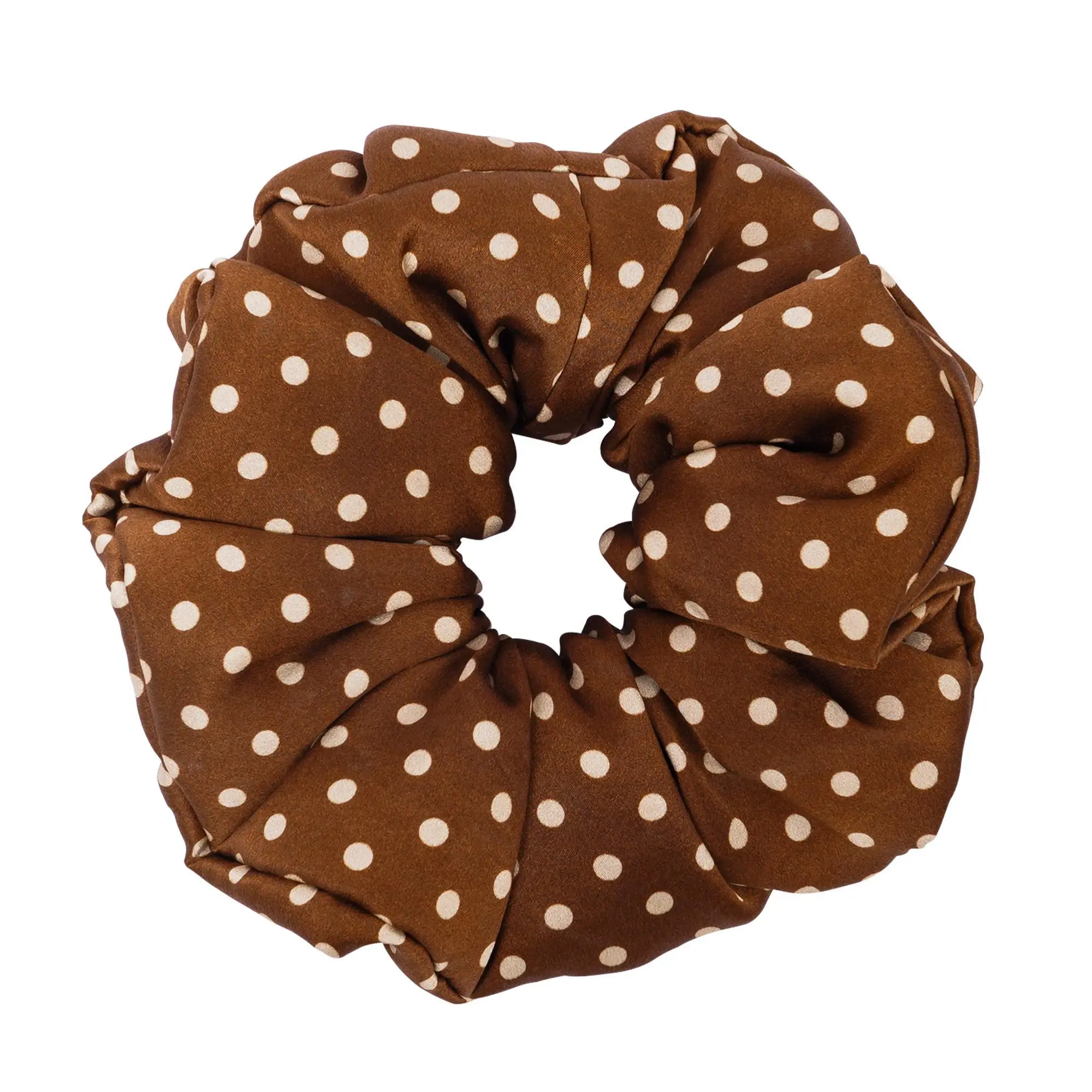 Chelchel's 100% Pure Mulberry Silk Pillow Scrunchie - Hot Cocoa Handmade Soft Elastic Large Hair Tie for Sleep, Overnight Heatless Curls Damage-Free Hair Accessory