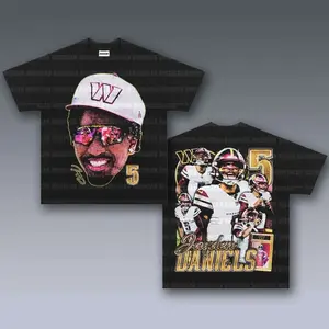 [SALE Up To 50% Off] Jayden Daniels Graphic Tee, Y2K Crew Neck Streetwear T-Shirt, Unisex Crew Neck Tee, Vintage Football Graphic, Sports Player Bootleg Premium Style, Casual Cotton Fit 2 Sided