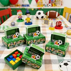 5pcs Sports Competition Football Gift Box, Football Themed Party Candy Box, Goal Stereoscopic Favor Box, Birthday Party Gift