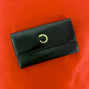 Pre-owned Cartier Calfskin Small Leather Goods Panthere Calf Leather Trifold Wallet