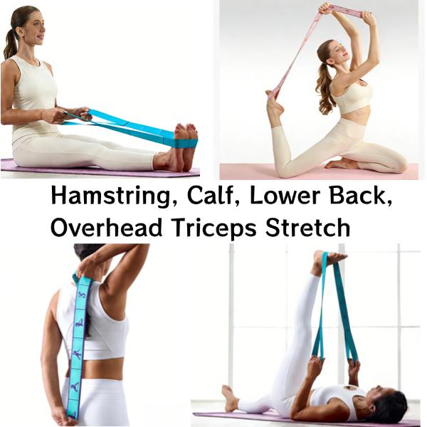 Adjustable Fabric Resistance Band, Multi-functional Bands for Exercise, Pilates and Gymnastics, Stretching Strap for Physical Therapy, Full Body Workout, Soft& Comfortable, with 12 Loops, Homegym Gear for Women Men