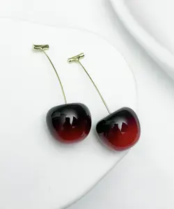 Red Cherry Earrings, Statement Fruit Dangle Earrings, Colorful Summer Jewelry