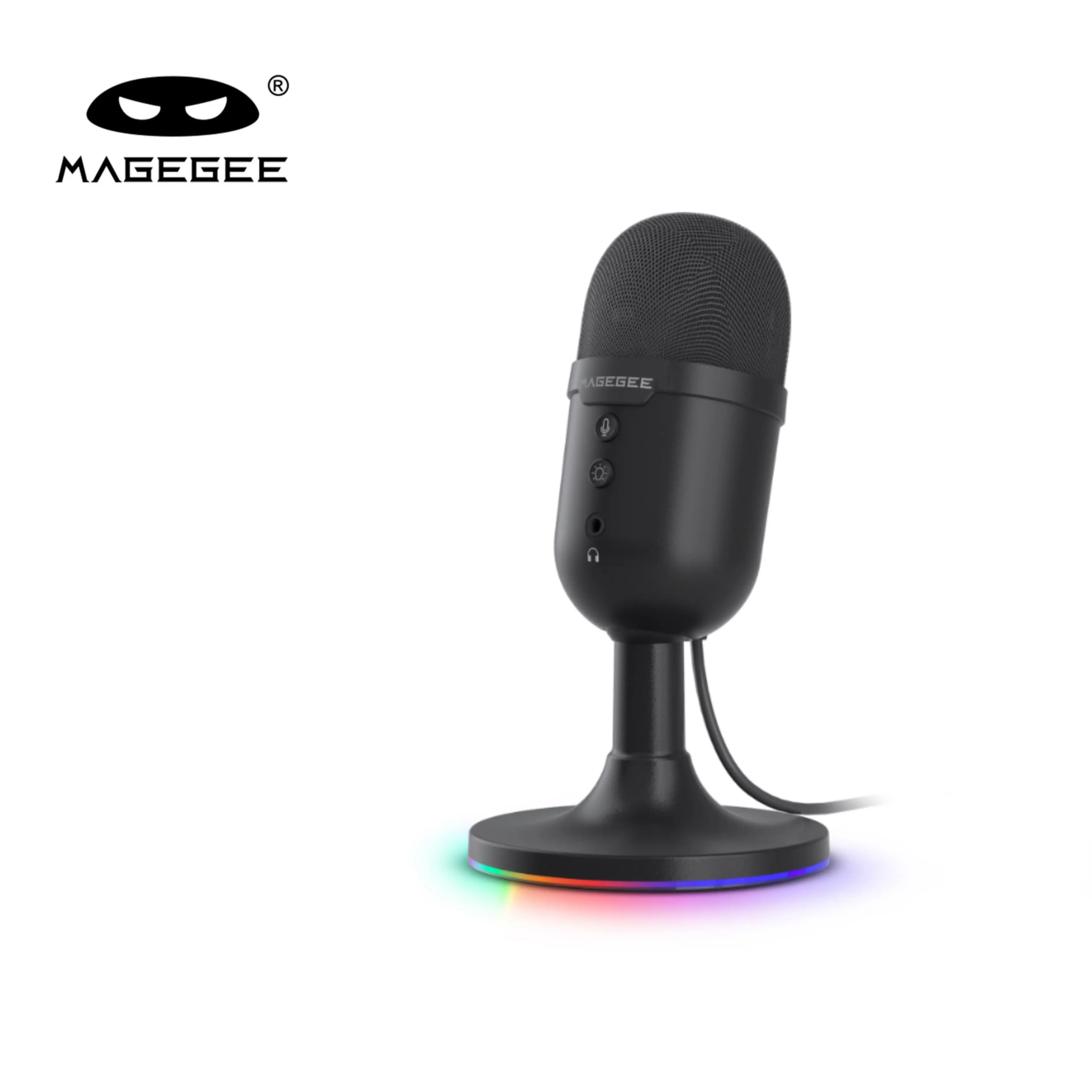 MageGee Fantasy Professional USB Gaming Microphone with RGB Lights, Clear Audio, Plug-and-Play Connection, Headset Compatibility, 1-Button Mute, Recording Function, Dual-System Device Support for Gaming Stuff