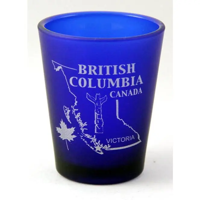 British Columbia Canada Cobalt Blue Frosted Shot Glass