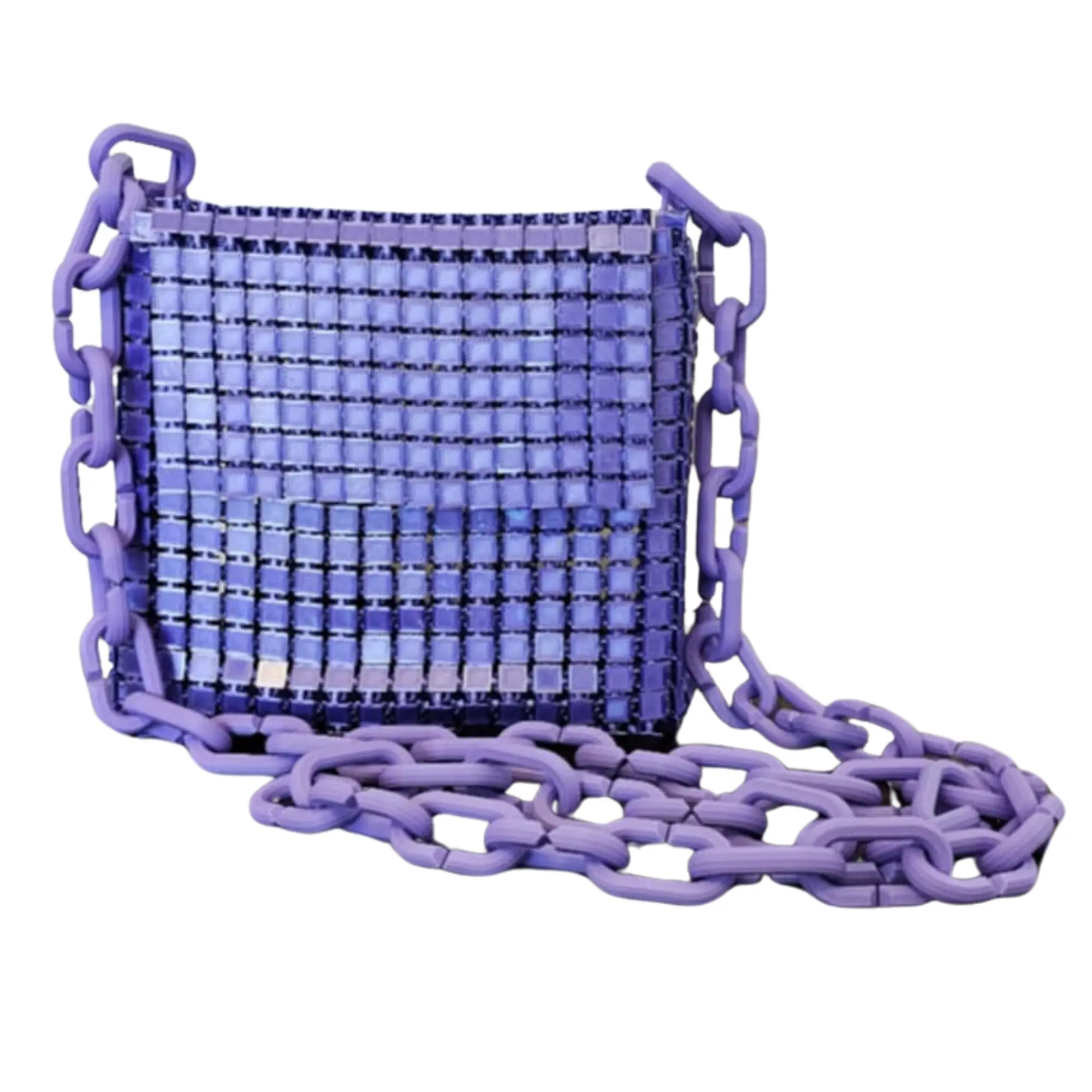 3D Printed Purse Silk Purple with Disco Ball Effect