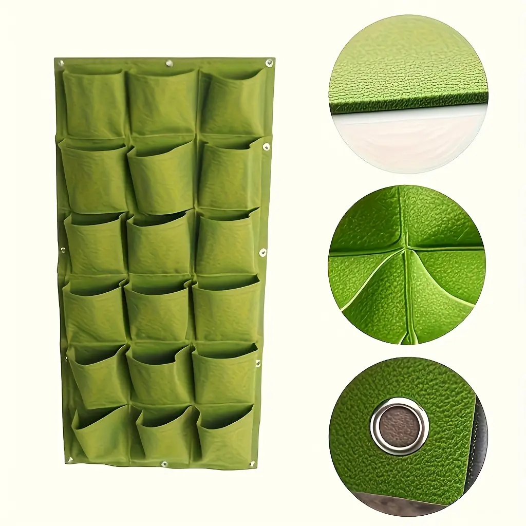 18-Cell Vertical Hanging Plant Bag, Space-Saving Indoor Outdoor Gardening, Lightweight Wall-Mounted Planter, Herbs Vegetables Seedling Grower