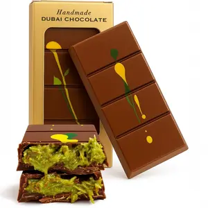 Handmade Dubai Chocolate Bar Pistachio, Luxury Knafeh Chocolate Bar with Pistachio Cream and Kataifi, 3.5 oz (100g)