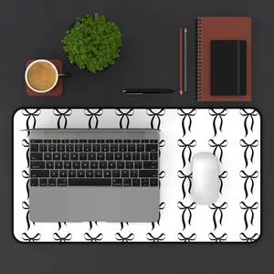 Aesthetic Coquette Black Bow Desk Mat Cute Girly Office Setup, Non-Slip XXL Mouse Pad, Viral TikTok Desk Decor