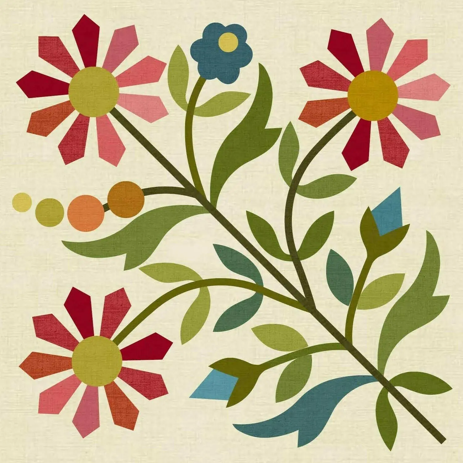 Spring Bouquet Silhouettes Blk 9 Laser Cut Fusible Applique Laundry Basket Quilt