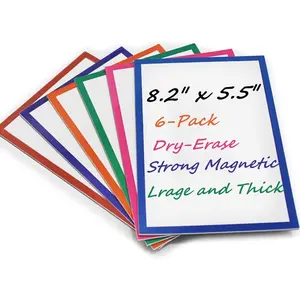 6 count  Dry Erase Labels Extra-Large, 8.2x5.5'' Thick  Fridge White Board , Colored Dry Wipe Daily Planner Chore Chart Whiteboard Message Cards