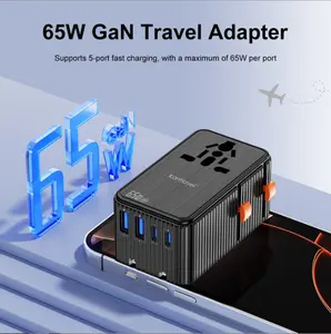 Universal Travel Adapter with Multi-Function Socket, Multi-Country Compatibility, USB-C Charging Capability, Multi-Country Adapters, Universal Adapters