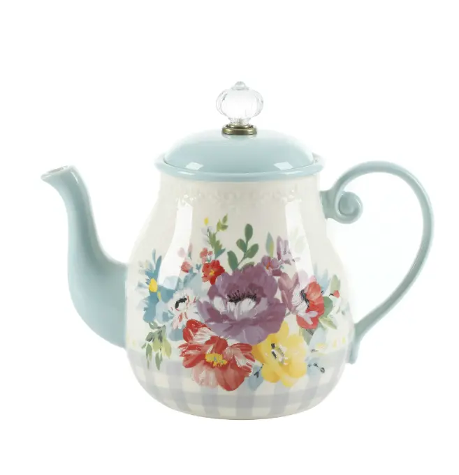 Sweet Romance Blossom White 1.48-Quart Tea Pot for Kitchen and Dining