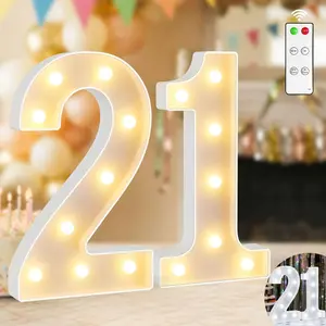12.6 Inch Light Up Numbers, Warm White and Cool White Lighted Marquee Number with Remote, 21st Birthday Decoration for Girls Boys, Marquee Numbers 21 Sign for Backdrop Wedding Anniversary