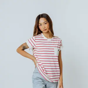 Adult Essentials Unisex Tee - Red and White Stripe