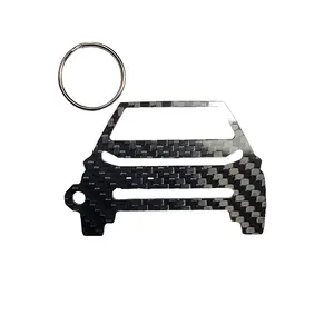 Carbon Fiber keychain for Tesla Cyber Truck Inspired Keychain Lanyard  front view Glossy Twill