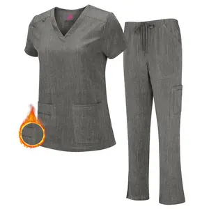 M&M SCRUBS Women's Stretch Cargo Scrub Set, Breathable Cool Fabric V Neck Top with 4 Pockets, Medical Scrubs for Women