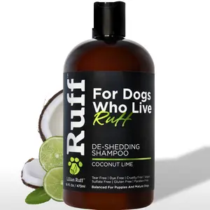 Lillian Ruff De-Shedding Shampoo for Dogs - Coconut Lime, Made in USA (16 oz)