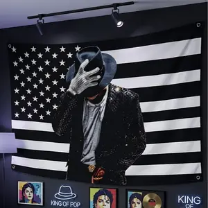 M Jackson & American Flag Tapestry