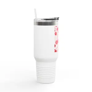 Cherry Pattern 40oz Travel Mug | Insulated Stainless Tumbler